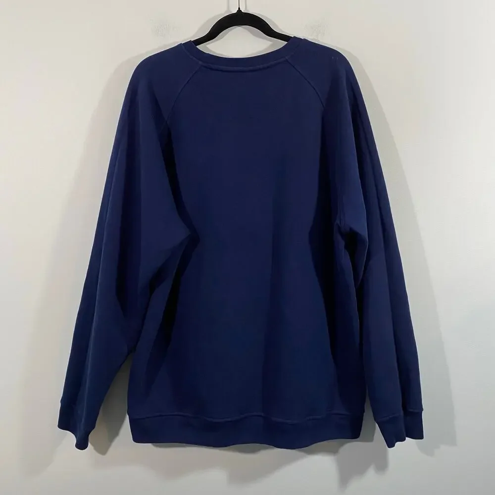 Adidas Men Navy Blue Trefoil Essentials Crew Pullover Sweatshirt Size XXL